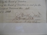 Dr. Glass Internship Diploma from Tri-State Hospital with Signatures of Drs. Willis and Knighton and Mrs. Fry Hospital Administrator