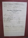 Tri-State Hospital Bill circa 1930