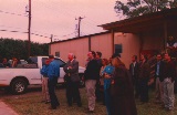 Doctors watch Cancer Center Building Topping Off 1999